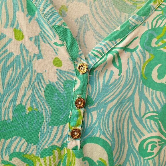 Lilly Pulitzer Palmetto Dress Womens XS Lagoon Green Wave Rider Beachy Cruise - Picture 2 of 9